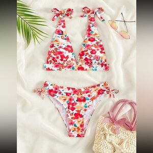 Shein floral knot shoulder bikini swim suit